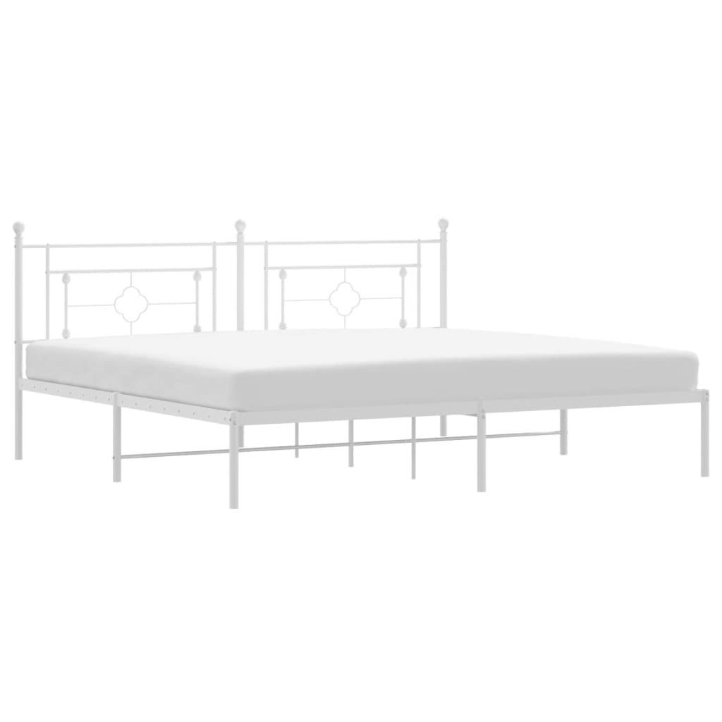 Bedframe met hoofdbord metaal wit 193x203 cm is nu te koop bij PeponiXL, paradijselijk wonen!