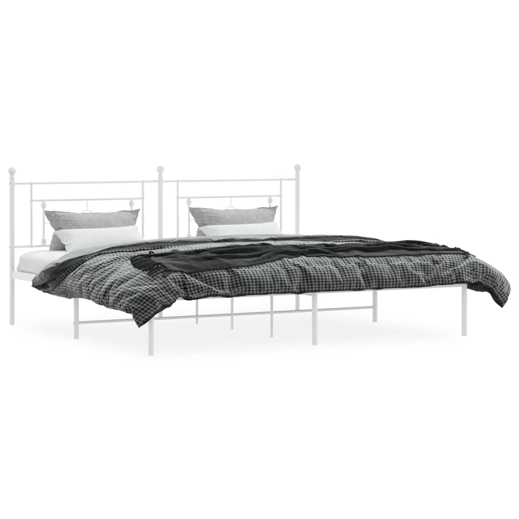 Bedframe met hoofdbord metaal wit 193x203 cm is nu te koop bij PeponiXL, paradijselijk wonen!