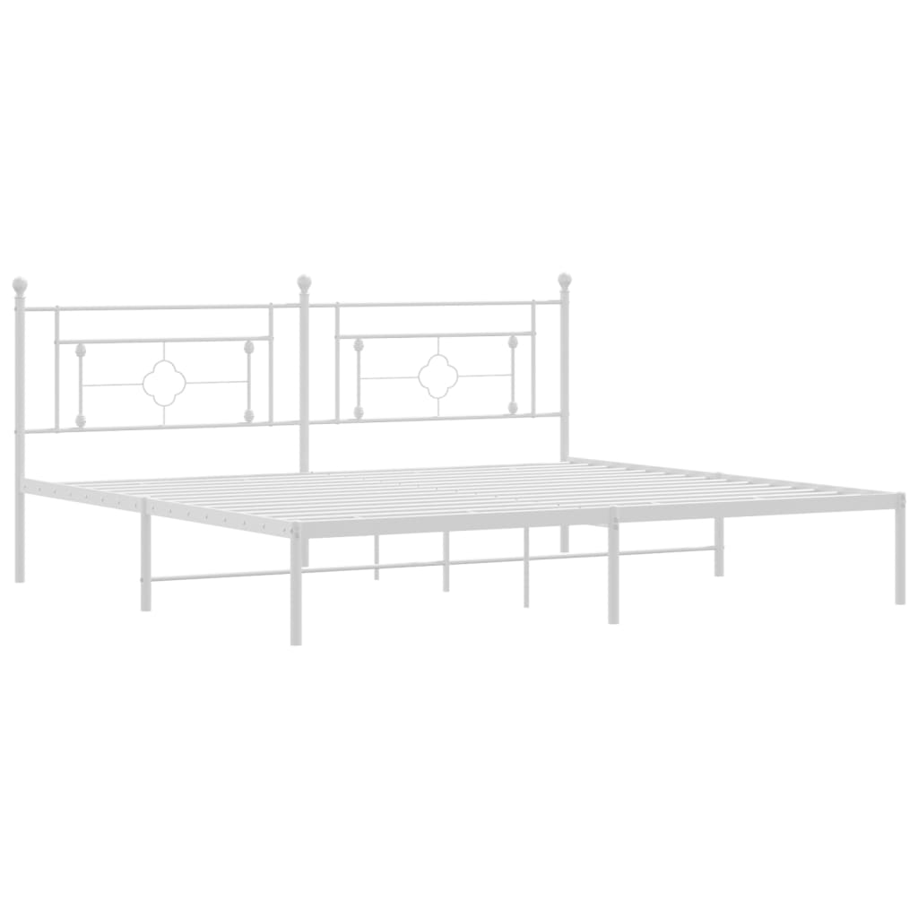 Bedframe met hoofdbord metaal wit 193x203 cm is nu te koop bij PeponiXL, paradijselijk wonen!