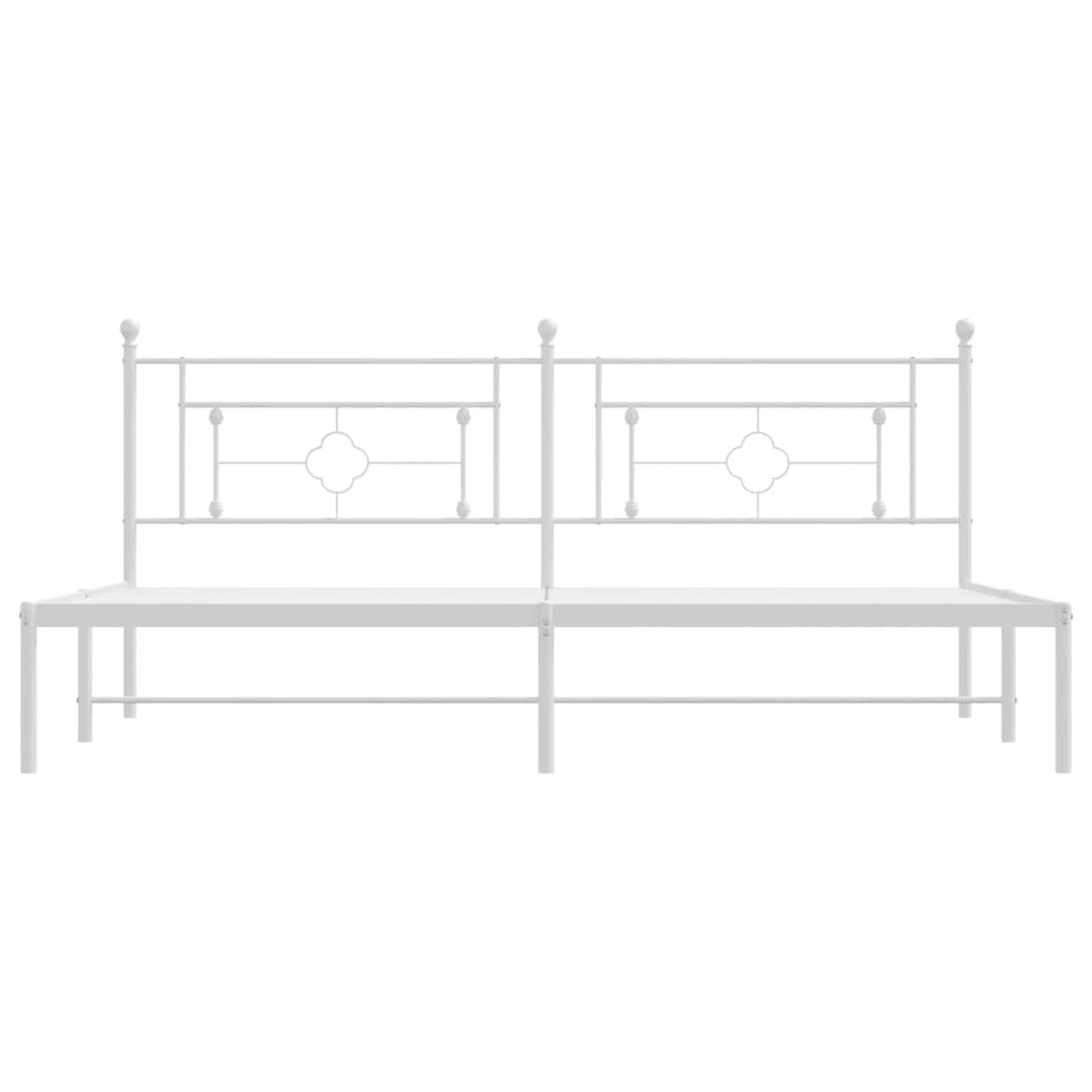 Bedframe met hoofdbord metaal wit 193x203 cm is nu te koop bij PeponiXL, paradijselijk wonen!
