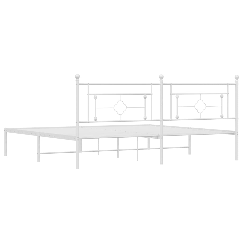 Bedframe met hoofdbord metaal wit 193x203 cm is nu te koop bij PeponiXL, paradijselijk wonen!