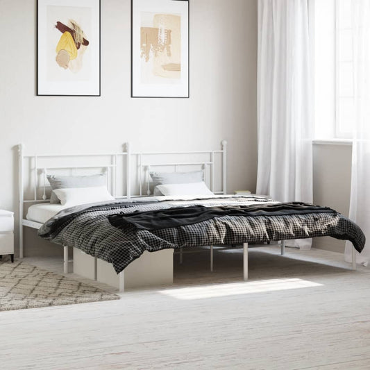 Bedframe met hoofdbord metaal wit 193x203 cm is nu te koop bij PeponiXL, paradijselijk wonen!