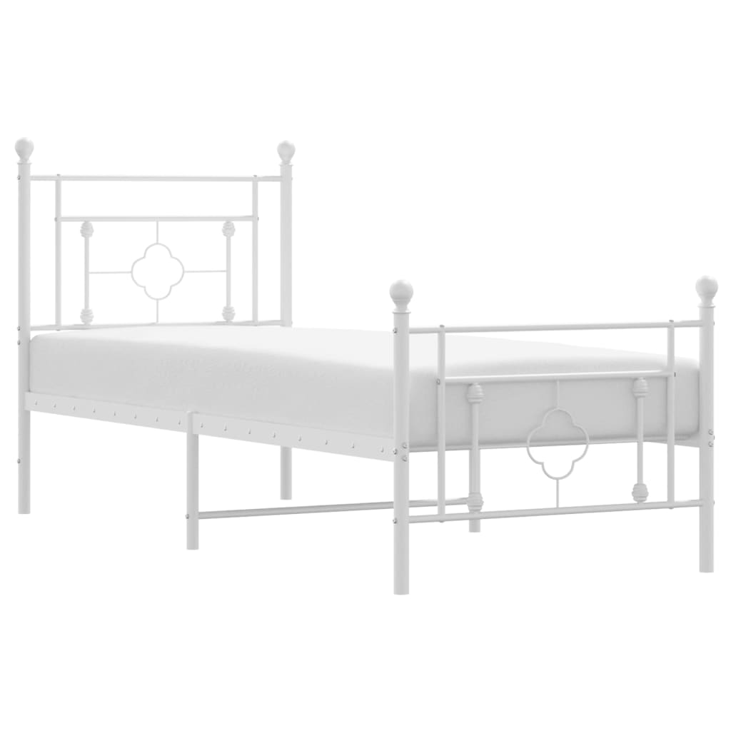 Bedframe met hoofd- en voeteneinde metaal wit 80x200 cm is nu te koop bij PeponiXL, paradijselijk wonen!