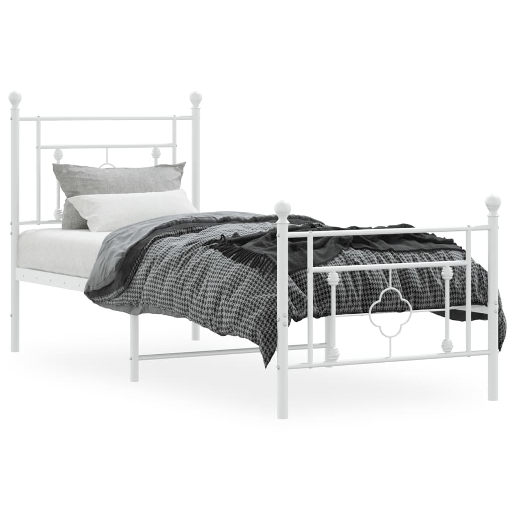Bedframe met hoofd- en voeteneinde metaal wit 80x200 cm is nu te koop bij PeponiXL, paradijselijk wonen!