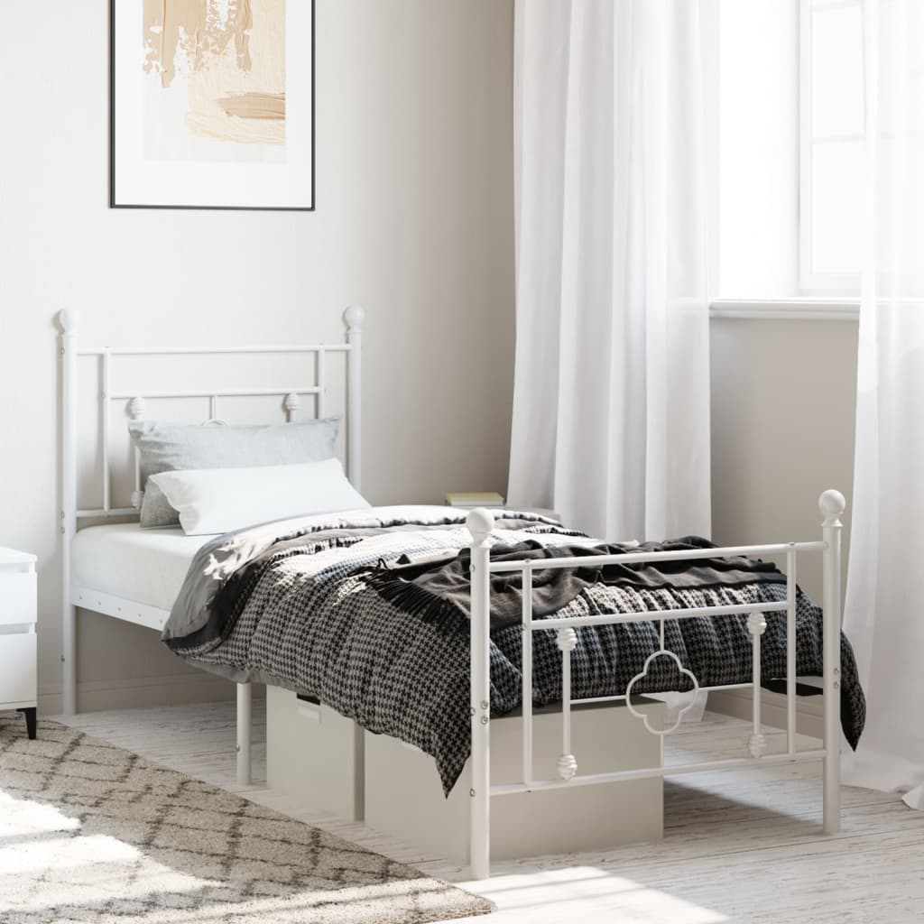 Bedframe met hoofd- en voeteneinde metaal wit 80x200 cm is nu te koop bij PeponiXL, paradijselijk wonen!