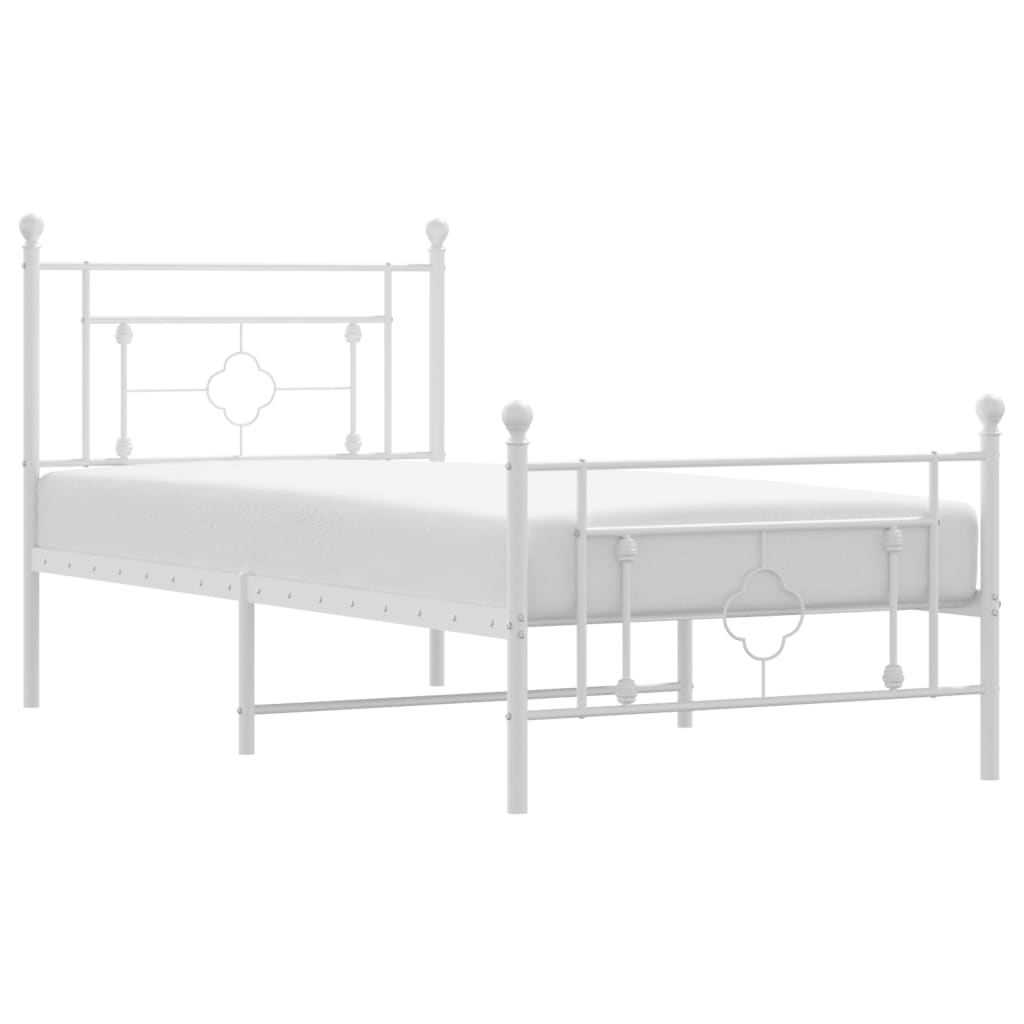 Bedframe met hoofd- en voeteneinde metaal wit 100x190 cm is nu te koop bij PeponiXL, paradijselijk wonen!