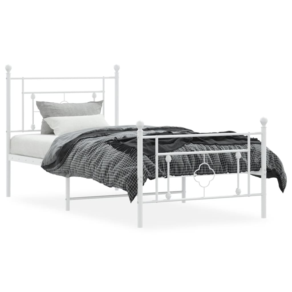 Bedframe met hoofd- en voeteneinde metaal wit 100x190 cm is nu te koop bij PeponiXL, paradijselijk wonen!
