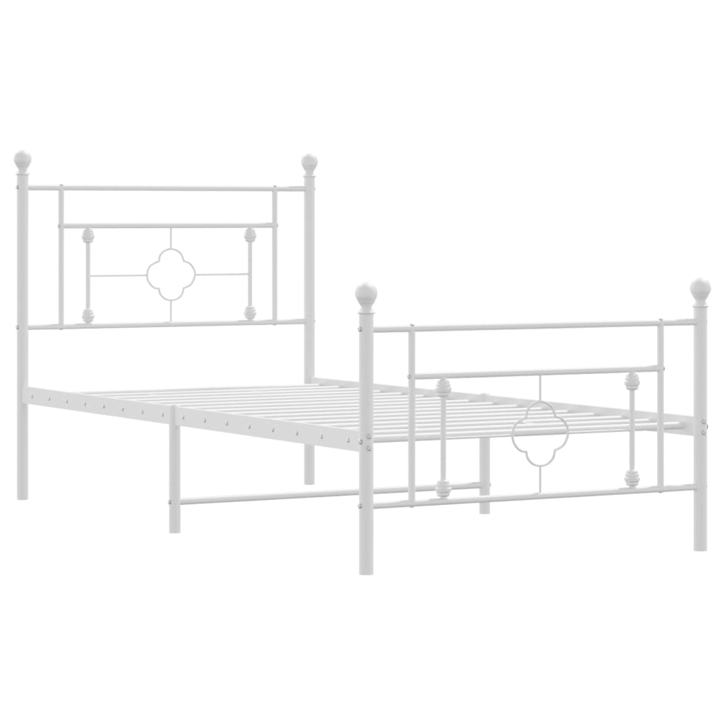 Bedframe met hoofd- en voeteneinde metaal wit 100x190 cm is nu te koop bij PeponiXL, paradijselijk wonen!