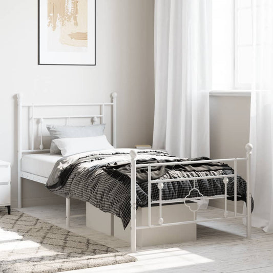 Bedframe met hoofd- en voeteneinde metaal wit 100x190 cm is nu te koop bij PeponiXL, paradijselijk wonen!