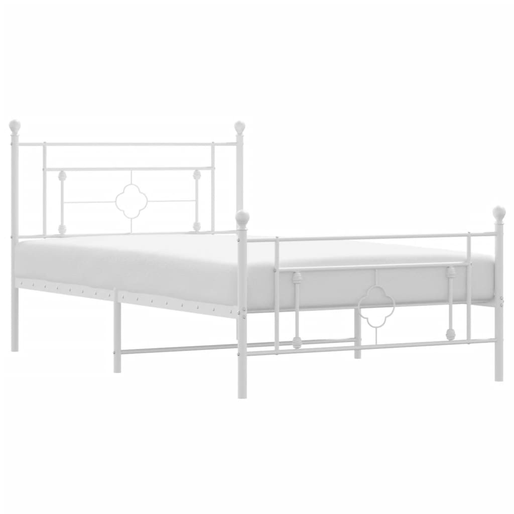 Bedframe met hoofd- en voeteneinde metaal wit 107x203 cm is nu te koop bij PeponiXL, paradijselijk wonen!