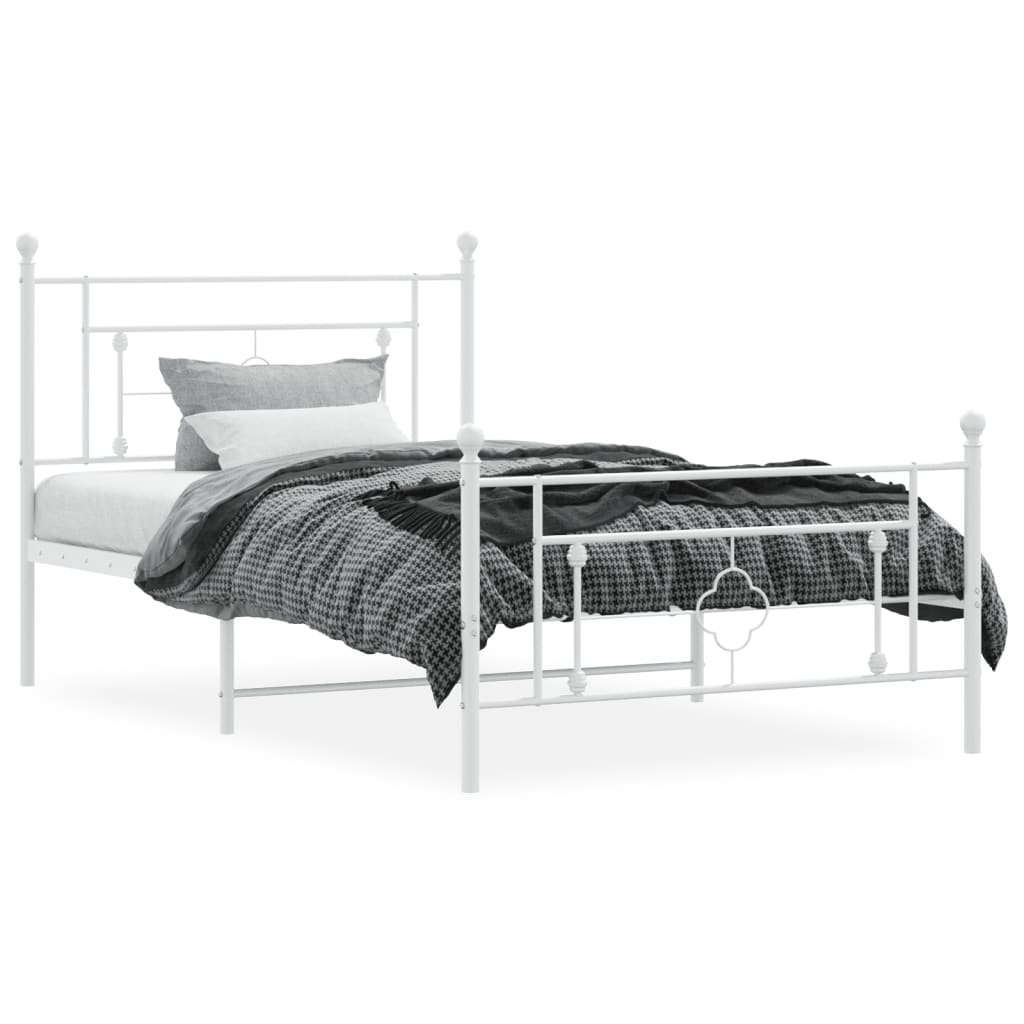 Bedframe met hoofd- en voeteneinde metaal wit 107x203 cm is nu te koop bij PeponiXL, paradijselijk wonen!
