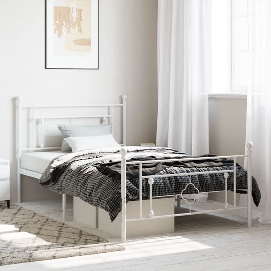 Bedframe met hoofd- en voeteneinde metaal wit 107x203 cm is nu te koop bij PeponiXL, paradijselijk wonen!