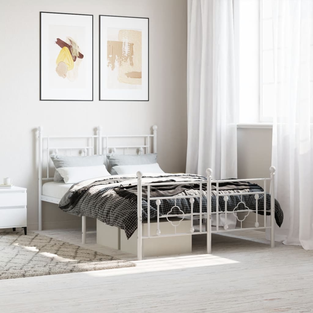 Bedframe met hoofd- en voeteneinde metaal wit 120 x 190 cm is nu te koop bij PeponiXL, paradijselijk wonen!