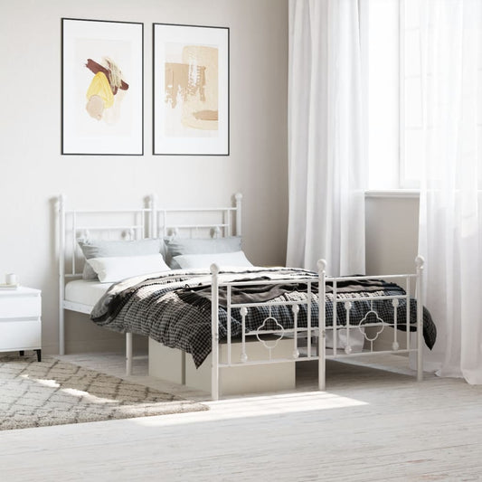 Bedframe met hoofd- en voeteneinde metaal wit 120 x 190 cm is nu te koop bij PeponiXL, paradijselijk wonen!