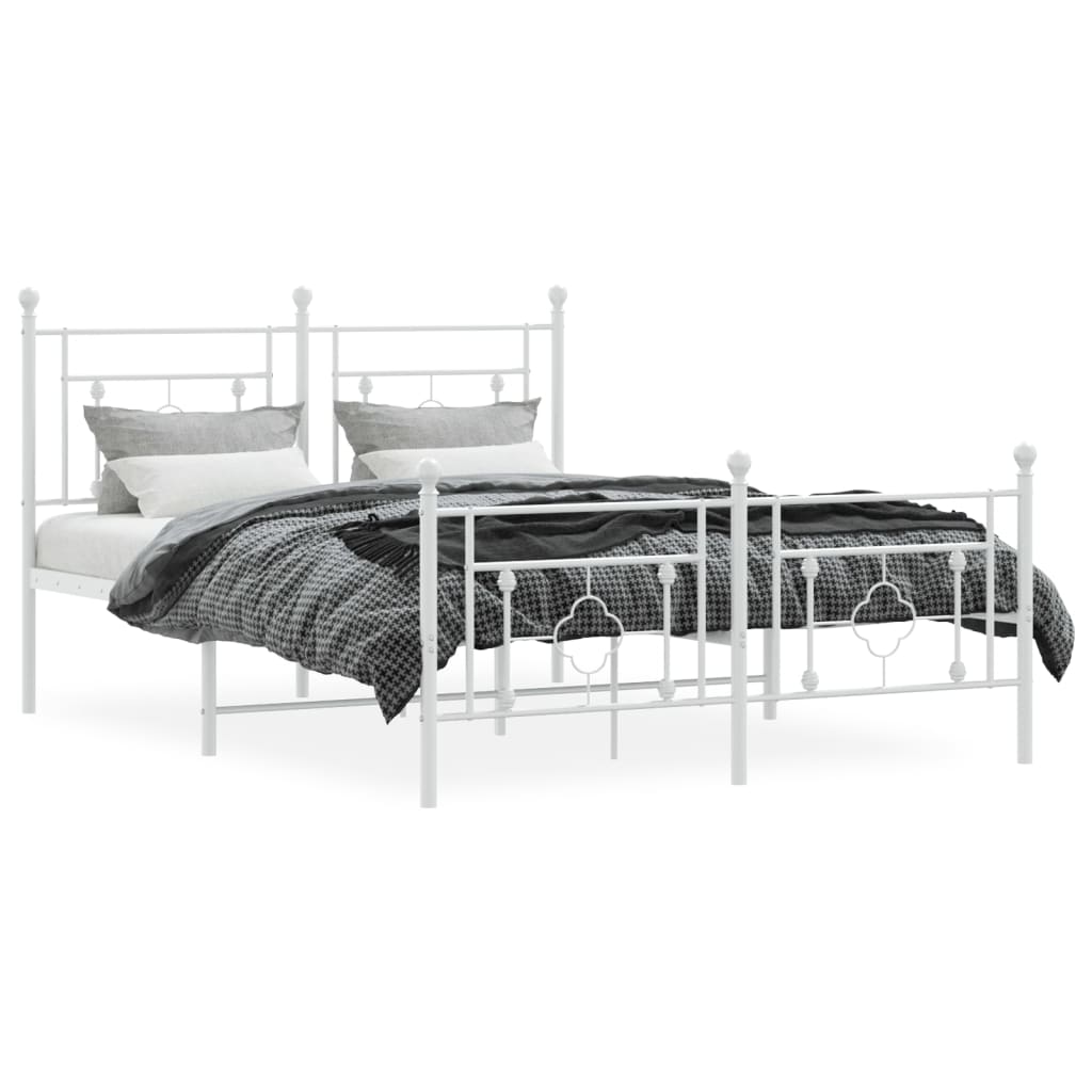 Bedframe met hoofd- en voeteneinde metaal wit 140x190 cm is nu te koop bij PeponiXL, paradijselijk wonen!