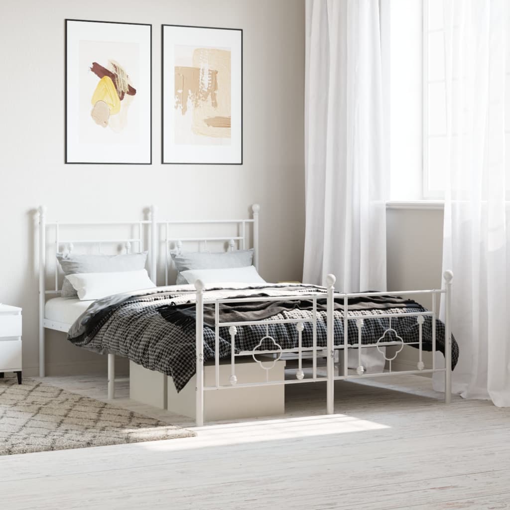 Bedframe met hoofd- en voeteneinde metaal wit 140x190 cm is nu te koop bij PeponiXL, paradijselijk wonen!