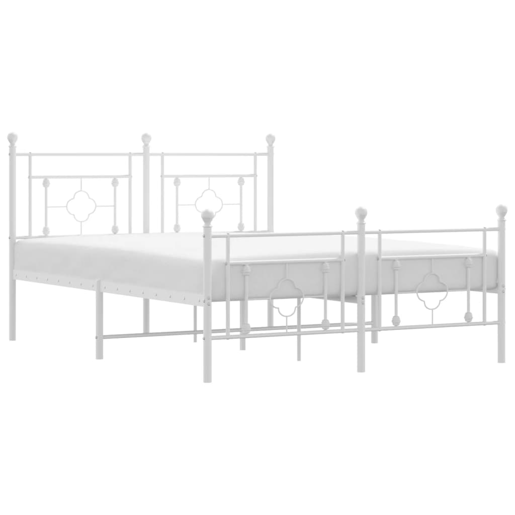 Bedframe met hoofd- en voeteneinde metaal wit 140x200 cm is nu te koop bij PeponiXL, paradijselijk wonen!