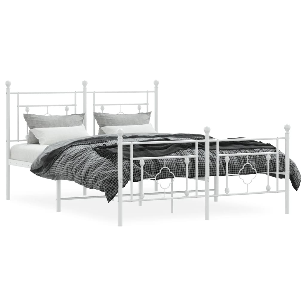 Bedframe met hoofd- en voeteneinde metaal wit 140x200 cm is nu te koop bij PeponiXL, paradijselijk wonen!
