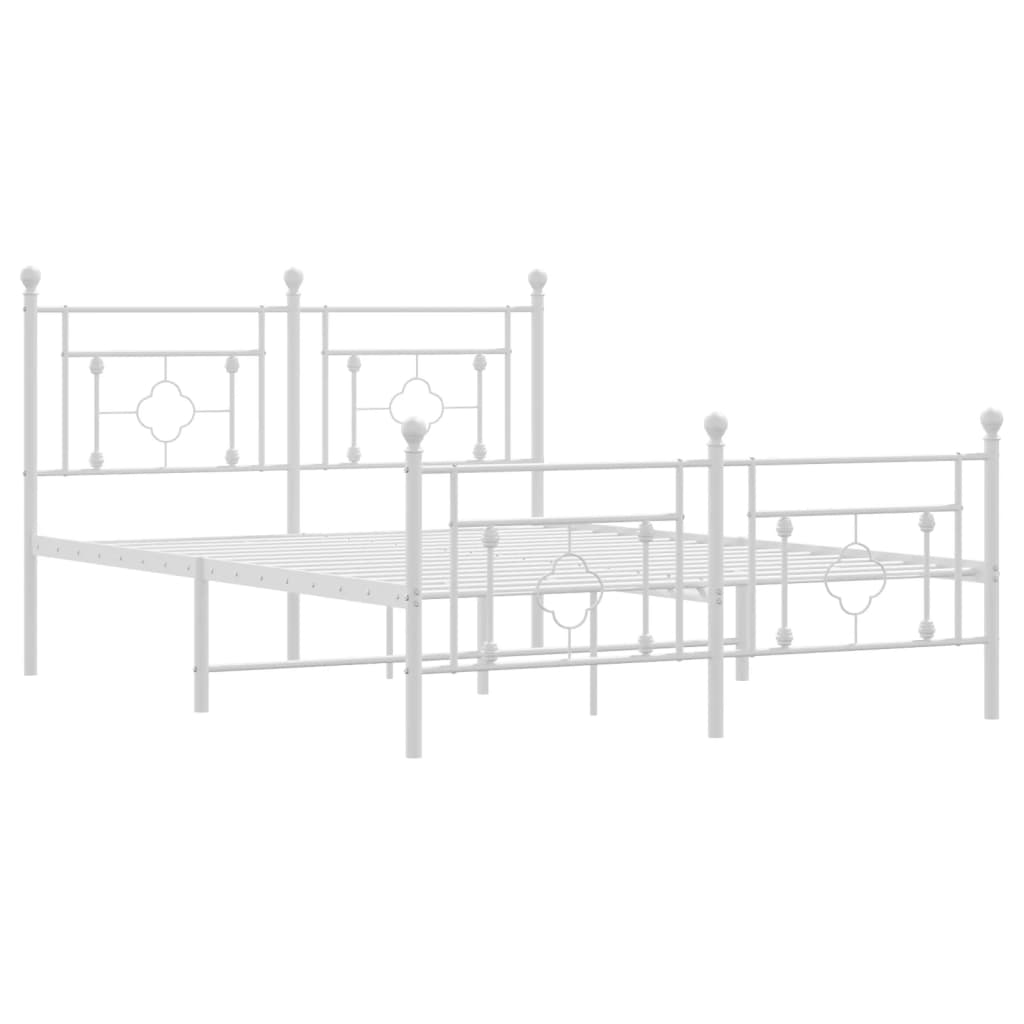Bedframe met hoofd- en voeteneinde metaal wit 140x200 cm is nu te koop bij PeponiXL, paradijselijk wonen!
