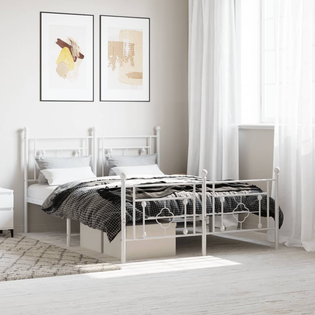 Bedframe met hoofd- en voeteneinde metaal wit 140x200 cm is nu te koop bij PeponiXL, paradijselijk wonen!