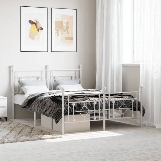 Bedframe met hoofd- en voeteneinde metaal wit 140x200 cm is nu te koop bij PeponiXL, paradijselijk wonen!