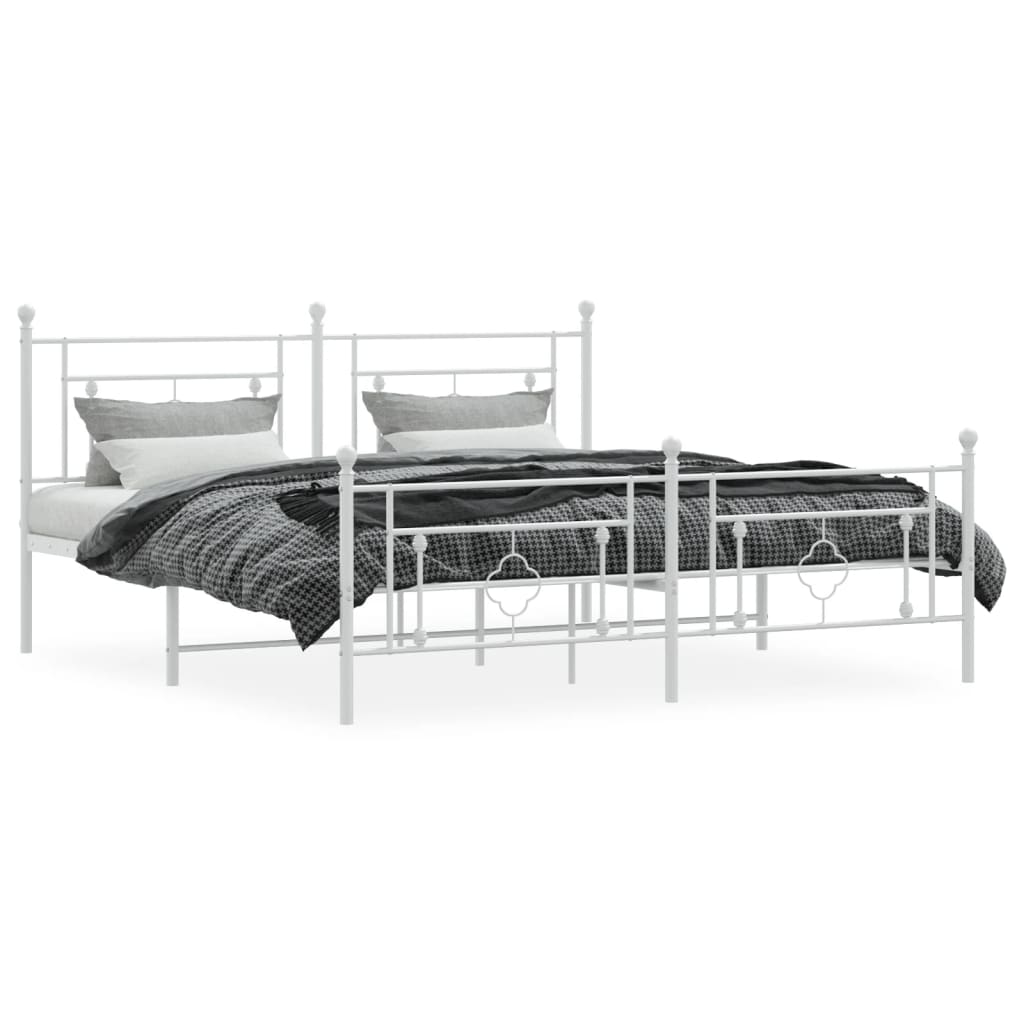 Bedframe met hoofd- en voeteneinde metaal wit 183x213 cm is nu te koop bij PeponiXL, paradijselijk wonen!