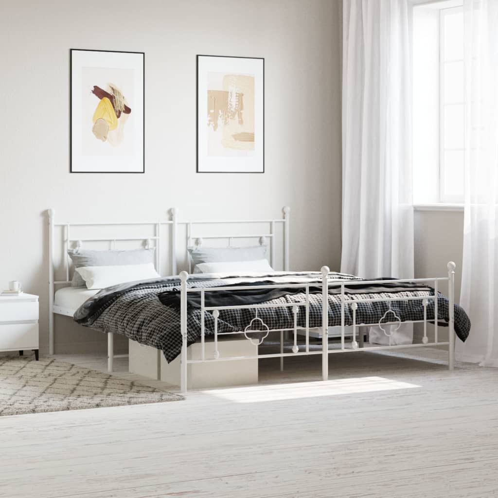 Bedframe met hoofd- en voeteneinde metaal wit 183x213 cm is nu te koop bij PeponiXL, paradijselijk wonen!