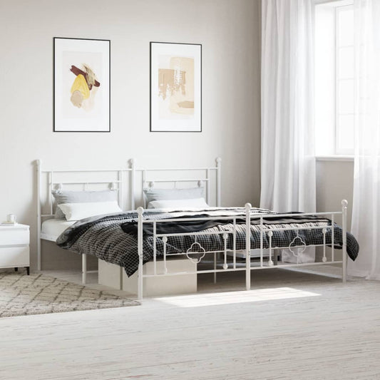 Bedframe met hoofd- en voeteneinde metaal wit 183x213 cm is nu te koop bij PeponiXL, paradijselijk wonen!