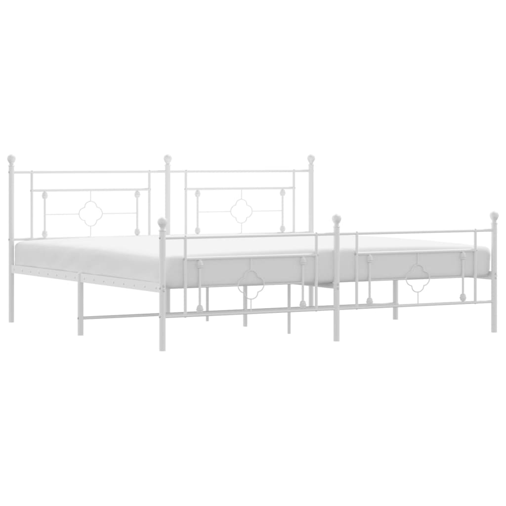 Bedframe met hoofd- en voeteneinde metaal wit 193x203 cm is nu te koop bij PeponiXL, paradijselijk wonen!