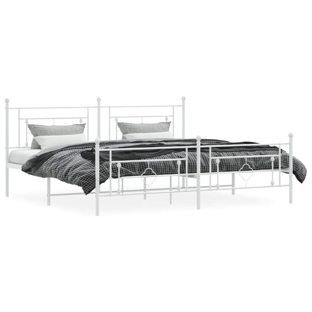 Bedframe met hoofd- en voeteneinde metaal wit 193x203 cm is nu te koop bij PeponiXL, paradijselijk wonen!