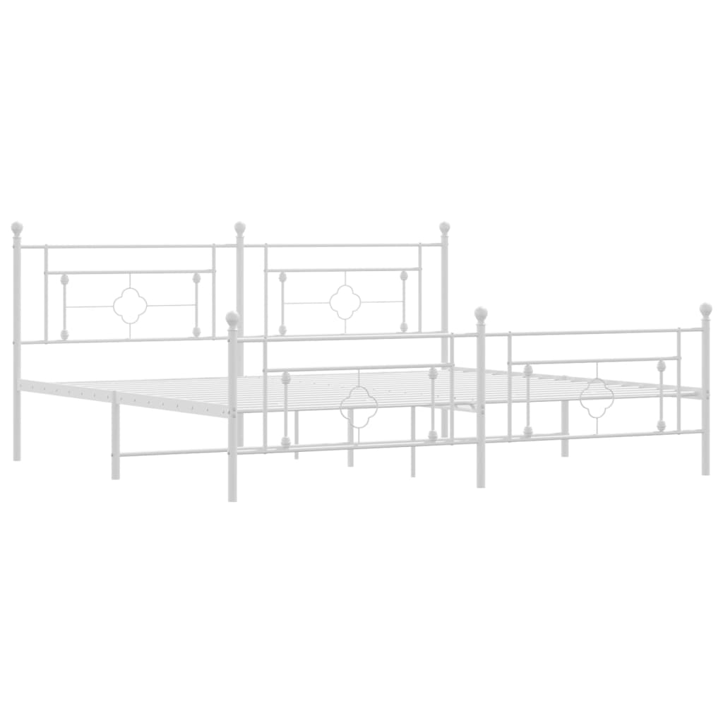 Bedframe met hoofd- en voeteneinde metaal wit 193x203 cm is nu te koop bij PeponiXL, paradijselijk wonen!