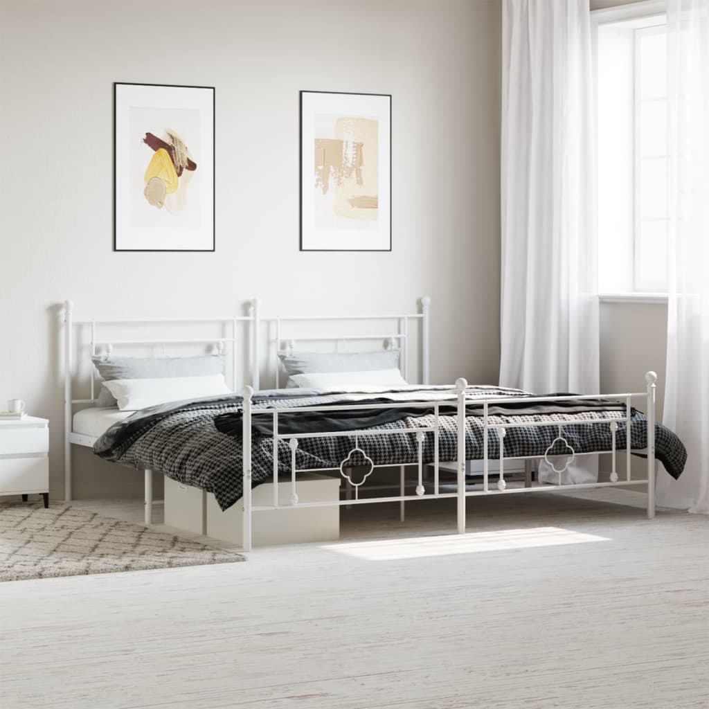 Bedframe met hoofd- en voeteneinde metaal wit 193x203 cm is nu te koop bij PeponiXL, paradijselijk wonen!
