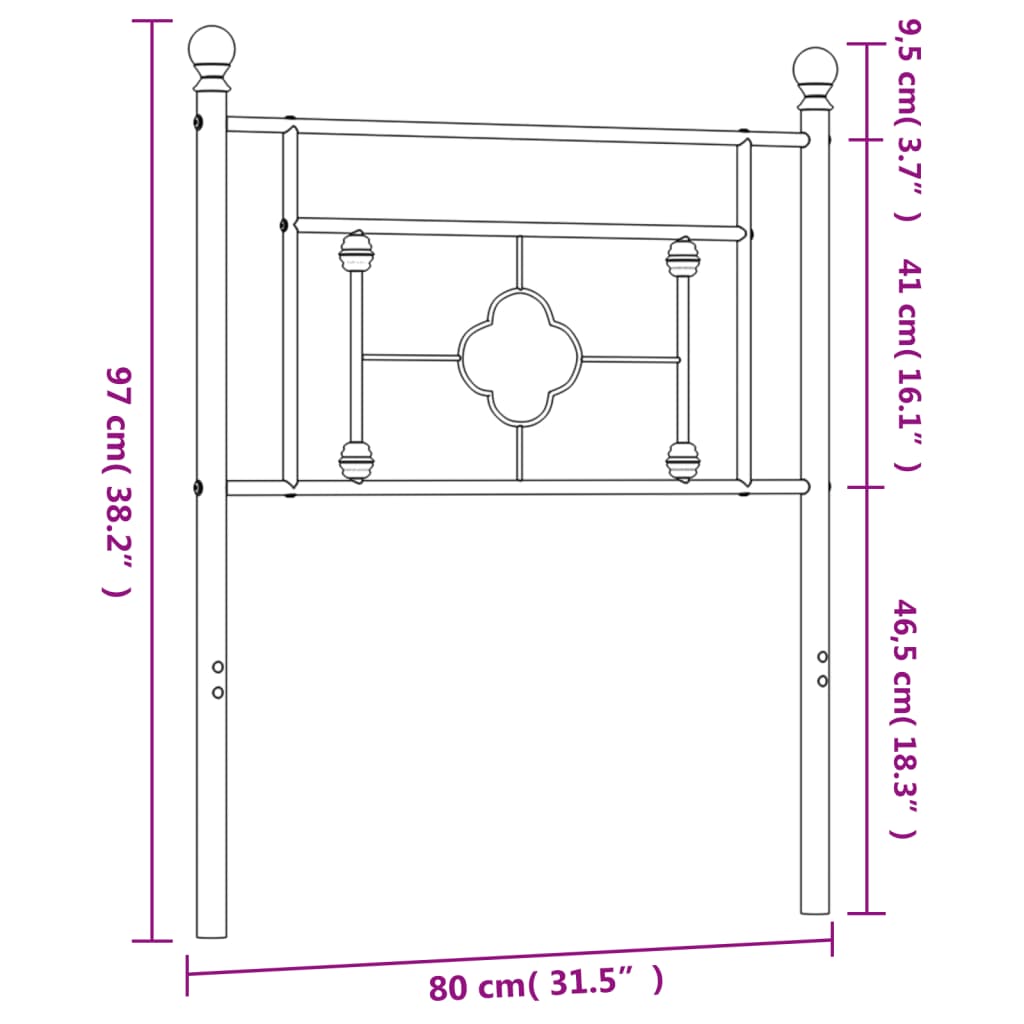 Vervangend hoofdbord 75 cm metaal wit is nu te koop bij PeponiXL, paradijselijk wonen!
