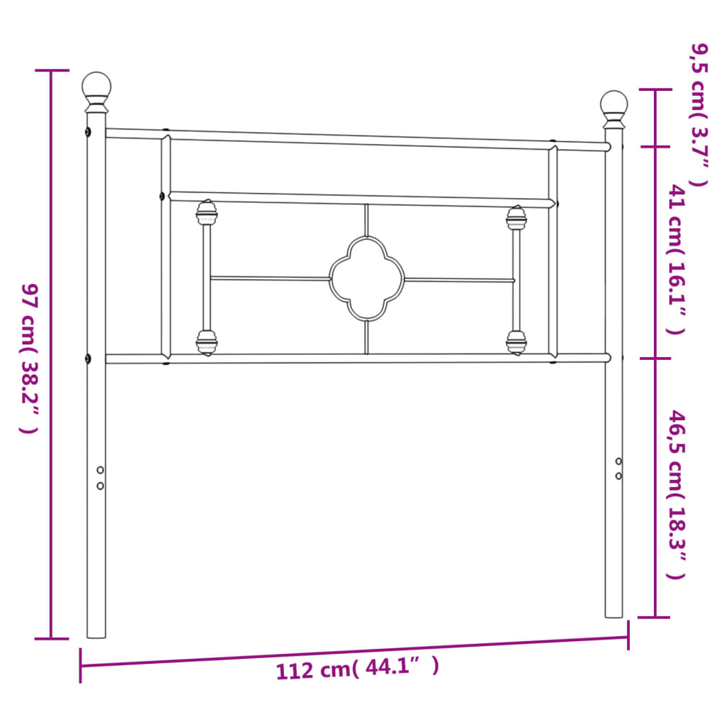 Vervangend hoofdbord 107 cm metaal wit is nu te koop bij PeponiXL, paradijselijk wonen!