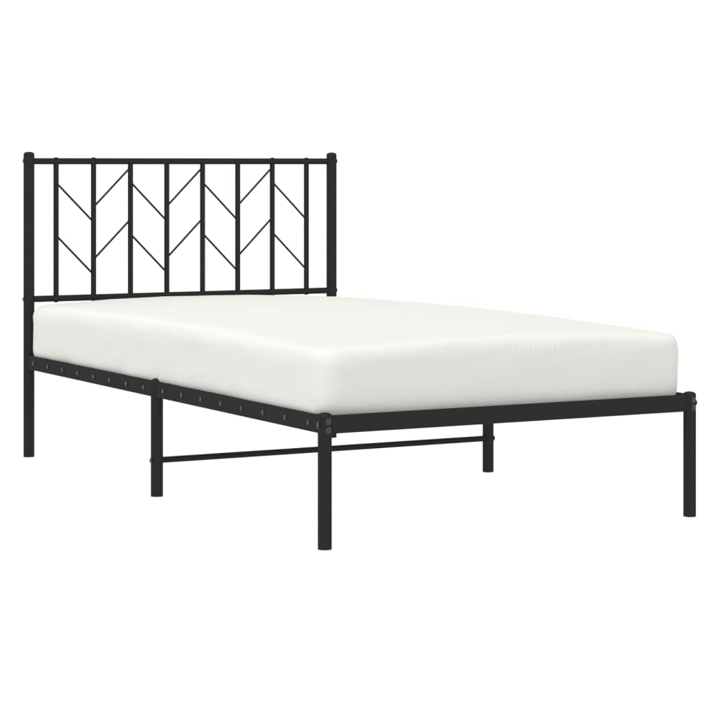 Bedframe met hoofdbord metaal zwart 100x190 cm is nu te koop bij PeponiXL, paradijselijk wonen!