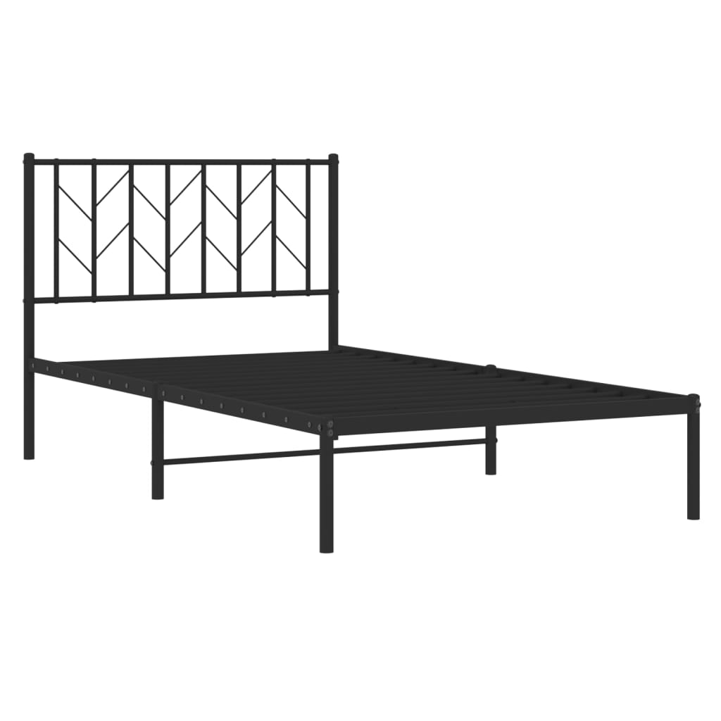 Bedframe met hoofdbord metaal zwart 100x190 cm is nu te koop bij PeponiXL, paradijselijk wonen!