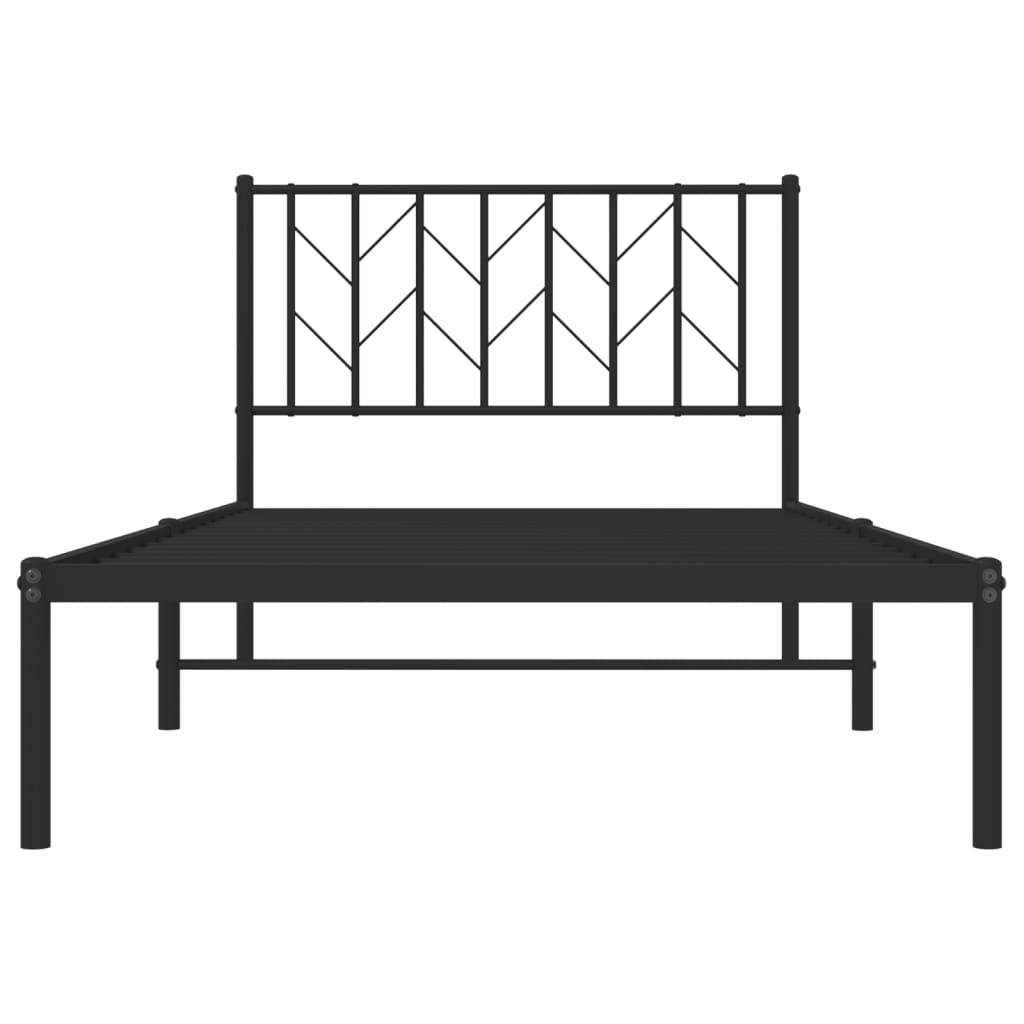 Bedframe met hoofdbord metaal zwart 100x190 cm is nu te koop bij PeponiXL, paradijselijk wonen!