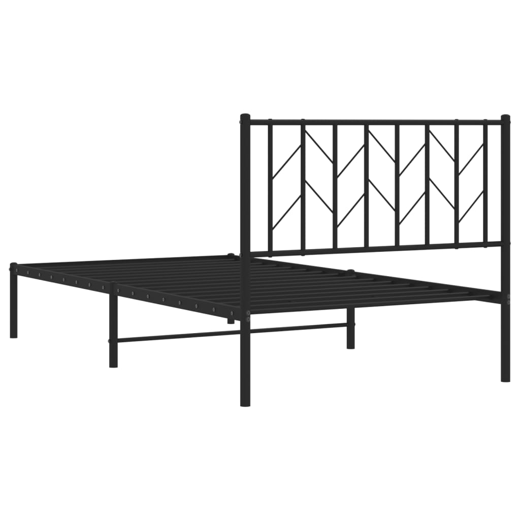 Bedframe met hoofdbord metaal zwart 100x190 cm is nu te koop bij PeponiXL, paradijselijk wonen!