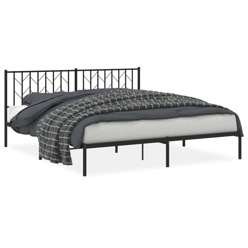 Bedframe met hoofdbord metaal zwart 183x213 cm is nu te koop bij PeponiXL, paradijselijk wonen!