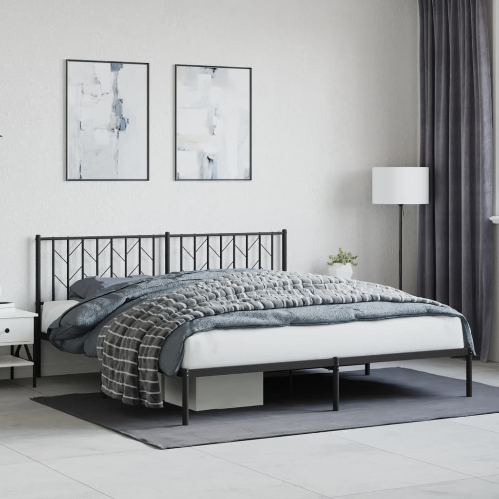 Bedframe met hoofdbord metaal zwart 183x213 cm is nu te koop bij PeponiXL, paradijselijk wonen!