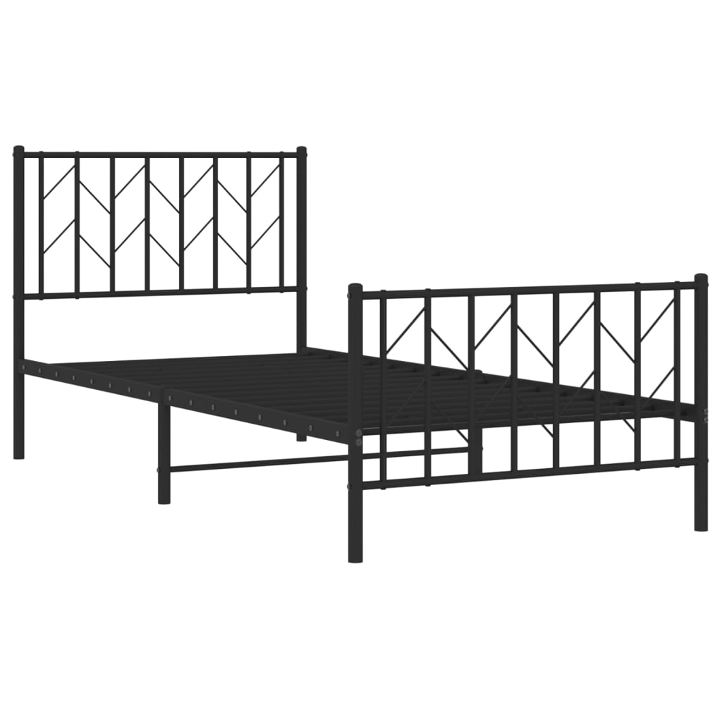 Bedframe met hoofd- en voeteneinde metaal zwart 90x190 cm is nu te koop bij PeponiXL, paradijselijk wonen!