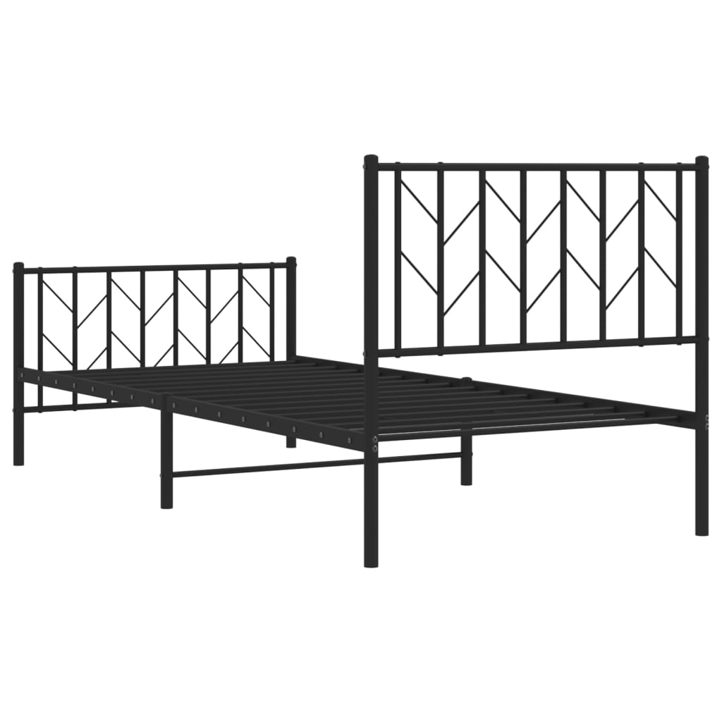 Bedframe met hoofd- en voeteneinde metaal zwart 90x190 cm is nu te koop bij PeponiXL, paradijselijk wonen!