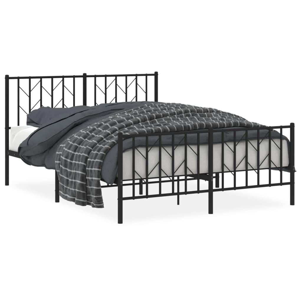 Bedframe met hoofd- en voeteneinde metaal zwart 135x190 cm is nu te koop bij PeponiXL, paradijselijk wonen!