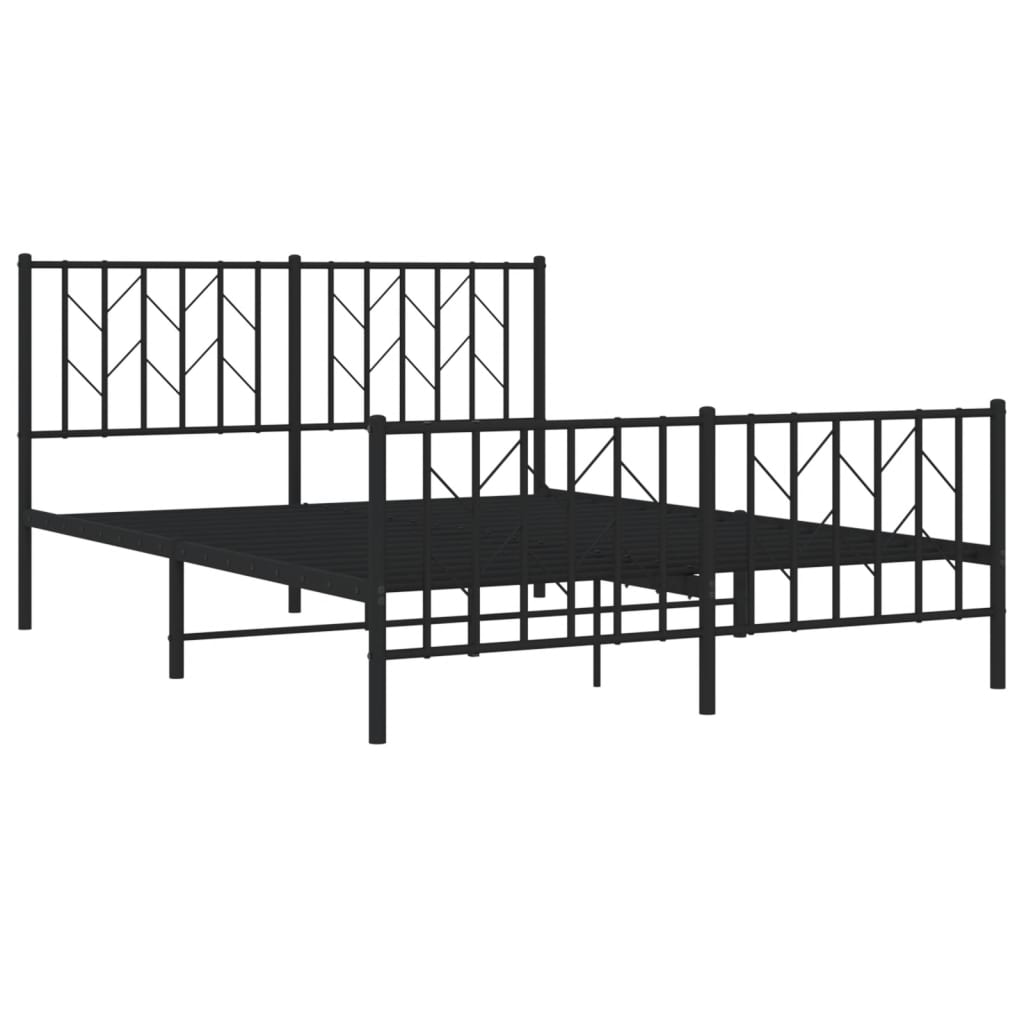 Bedframe met hoofd- en voeteneinde metaal zwart 135x190 cm is nu te koop bij PeponiXL, paradijselijk wonen!