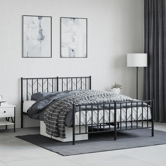 Bedframe met hoofd- en voeteneinde metaal zwart 135x190 cm is nu te koop bij PeponiXL, paradijselijk wonen!