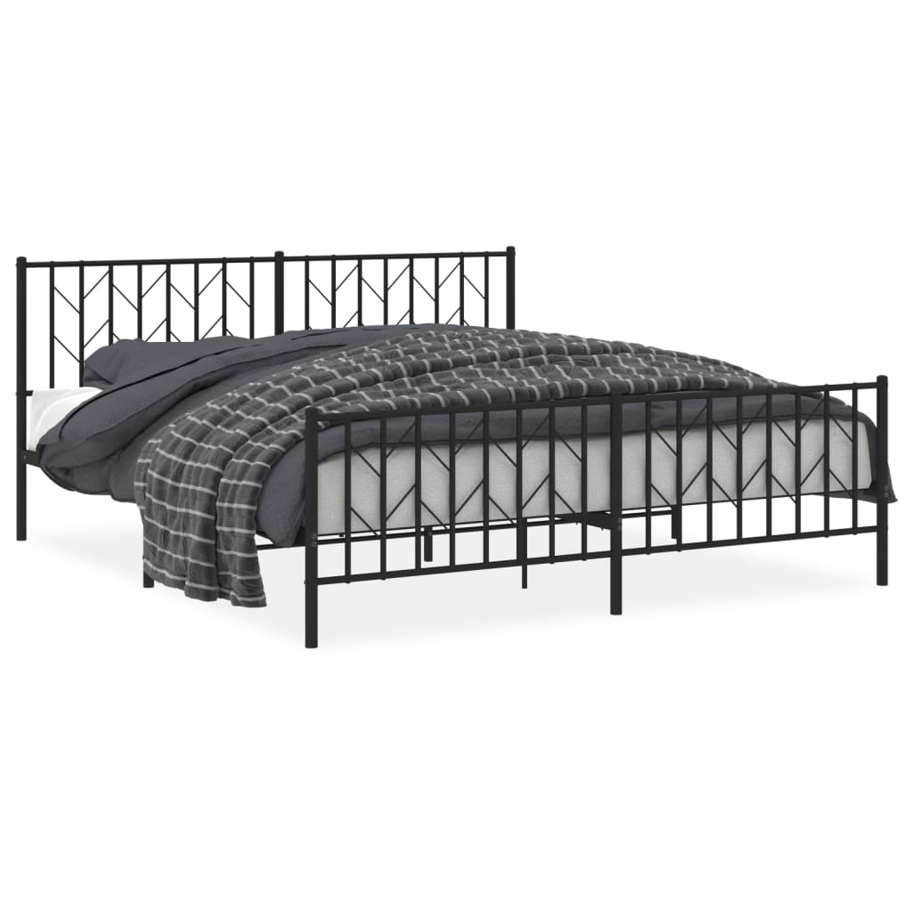 Bedframe met hoofd- en voeteneinde metaal zwart 183x213 cm is nu te koop bij PeponiXL, paradijselijk wonen!