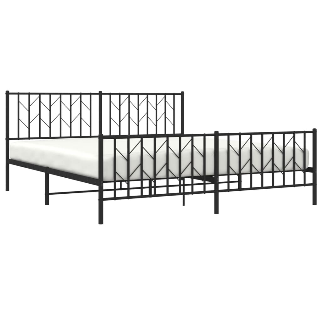 Bedframe met hoofd- en voeteneinde metaal zwart 183x213 cm is nu te koop bij PeponiXL, paradijselijk wonen!