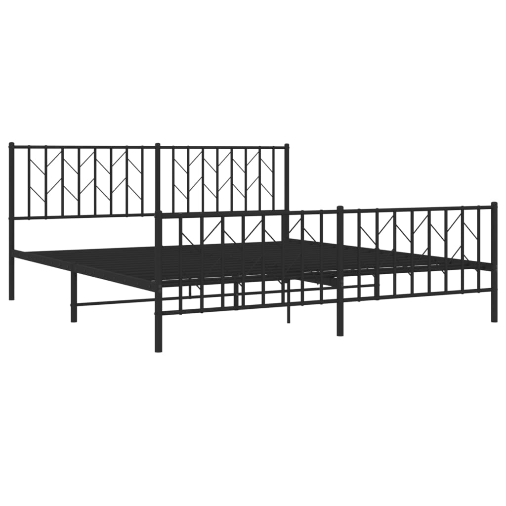 Bedframe met hoofd- en voeteneinde metaal zwart 183x213 cm is nu te koop bij PeponiXL, paradijselijk wonen!