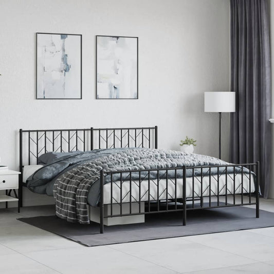 Bedframe met hoofd- en voeteneinde metaal zwart 183x213 cm is nu te koop bij PeponiXL, paradijselijk wonen!
