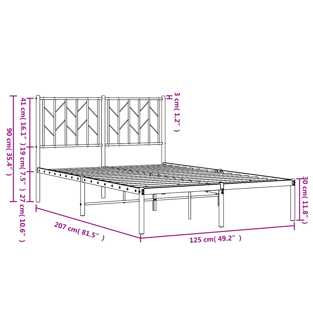 Bedframe met hoofdbord metaal wit 120x200 cm is nu te koop bij PeponiXL, paradijselijk wonen!